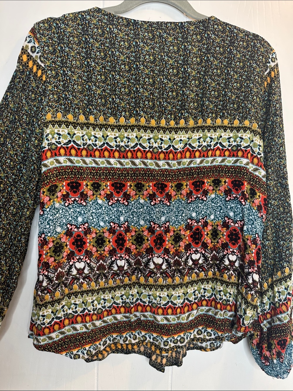Paisley & Gray Multicolor Lace-Up Boho Tunic - Floral Stripe - Picture 9 of 12